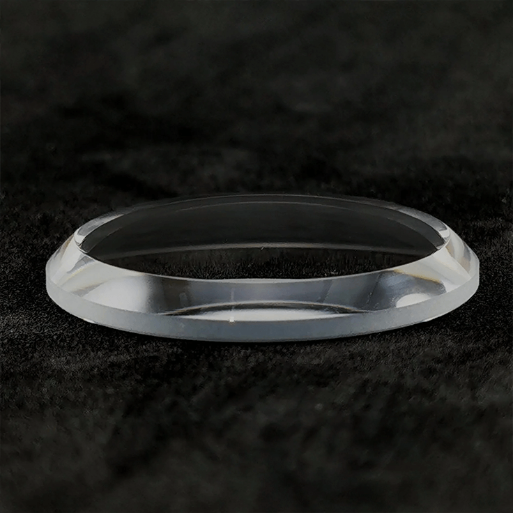 Louvet watch sapphire glass with anti reflective AR in the dark background